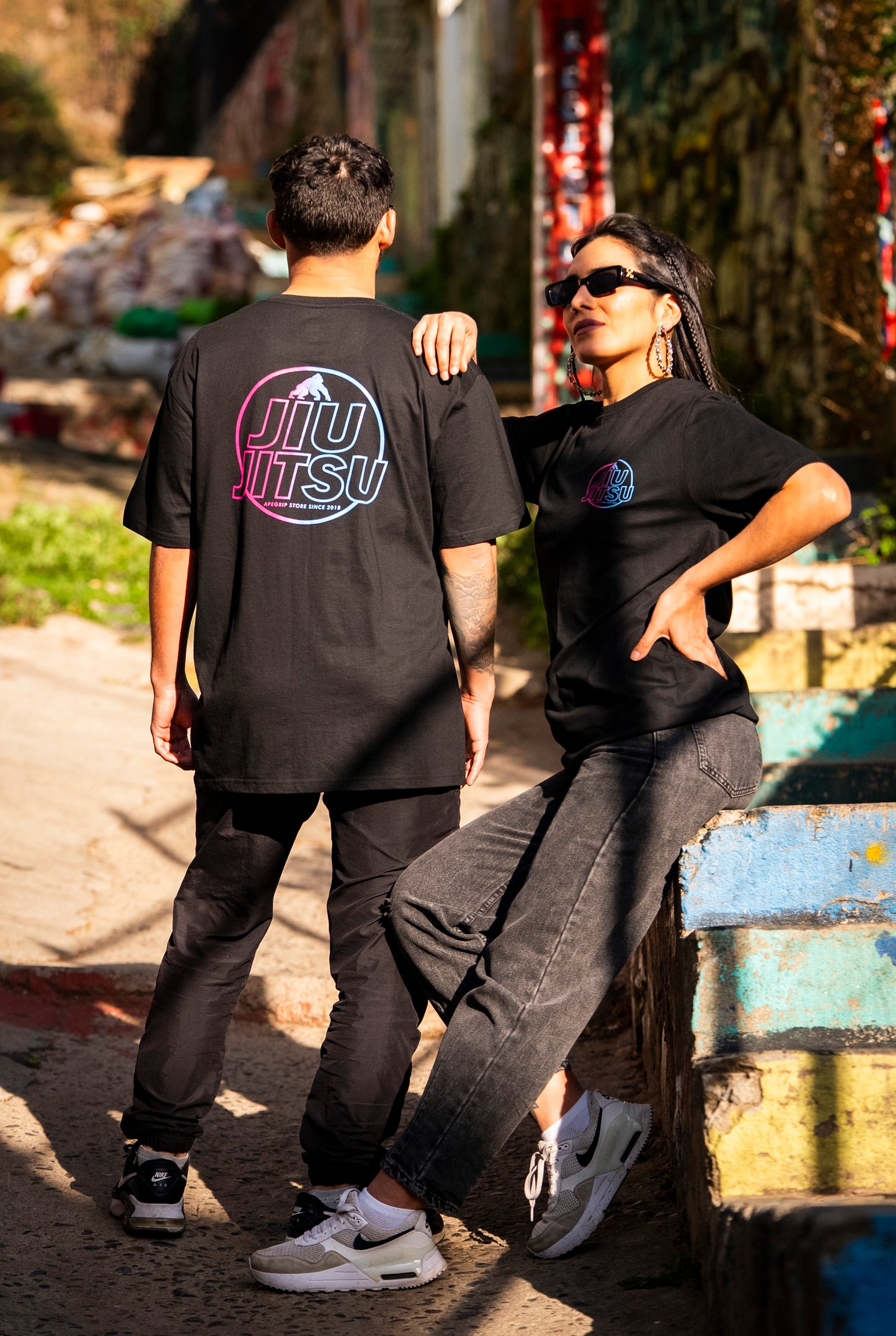 Polera de Algodón Circulo "Jiujitsu" negra