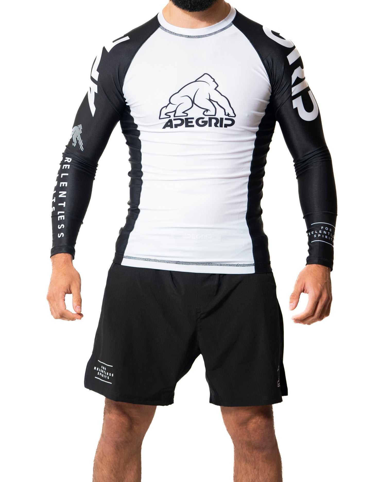 NUEVA Rash guard Relentless blanca manga larga negra