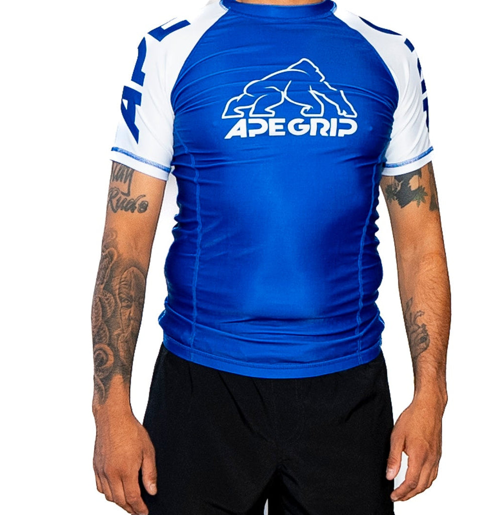 Rash guard Classic manga corta azul | Rashguard BJJ No-Gi… – Apegrip Store