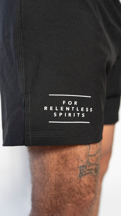 Rash guard Relentless Azul manga larga +  Short Relentless Negro NoGi