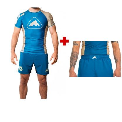 RashGuard Icon blanca + Short Icon Verde No Gi