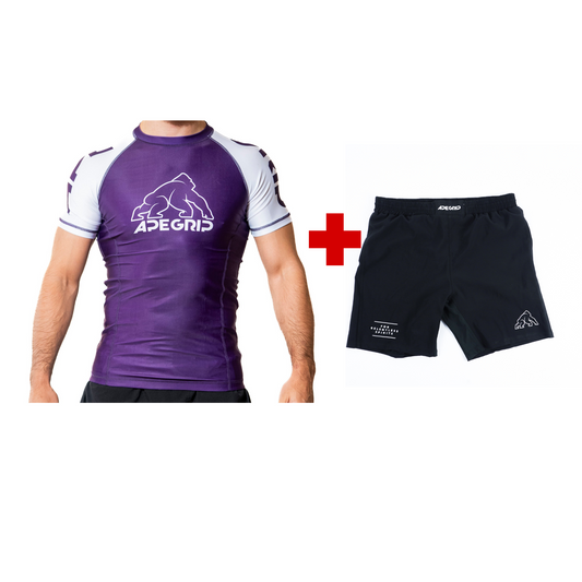 RashGuard Morado Manga Corta + Short Negro No Gi